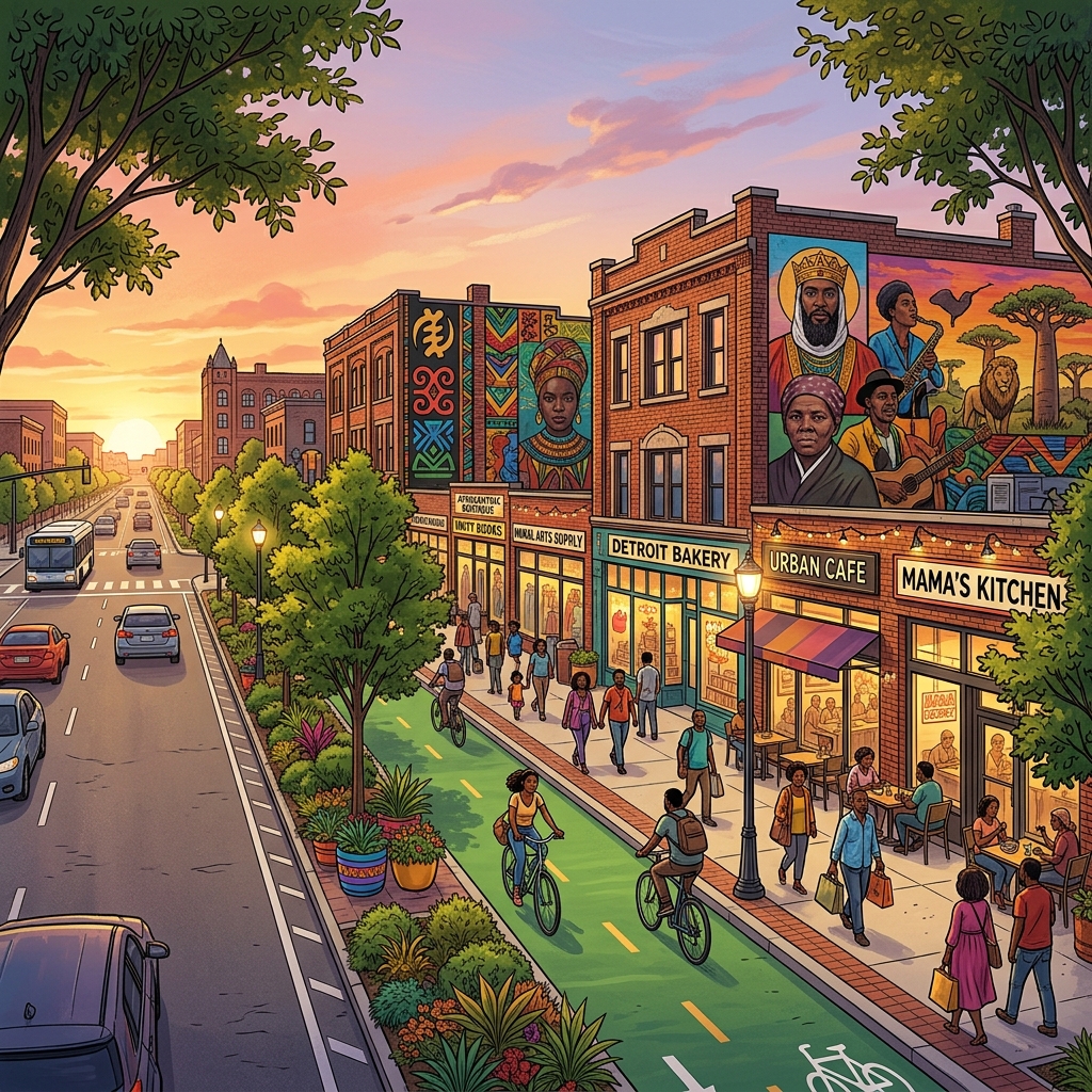 Vibrant African-centered streetscape illustration